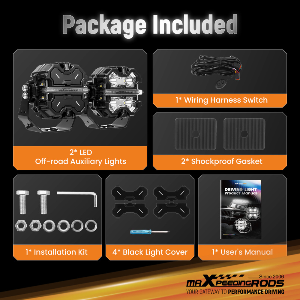 Maxpeedingrods Driving Auxiliary Light Universal 3.5inch 160W LED Light Pods Offroad Driving light