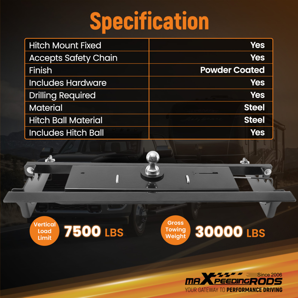 Complete Steel Hitch compatible for Chevy GMC HD 2016-2019 w/2-5/16 Ball 7500LB Tongue