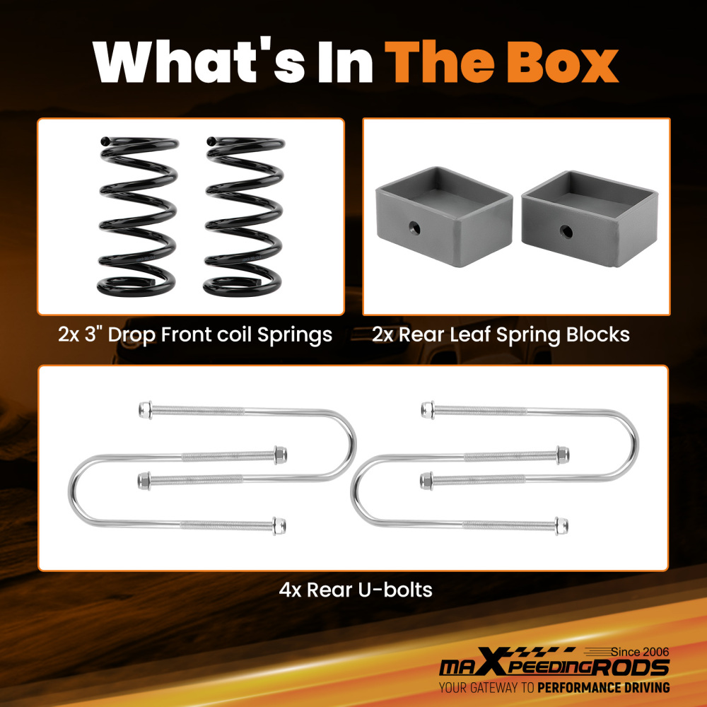 3 Front 4 Rear Drop Coil Spring Lowering Kit compatible for Chevy S10 V6 2WD 1982-2004