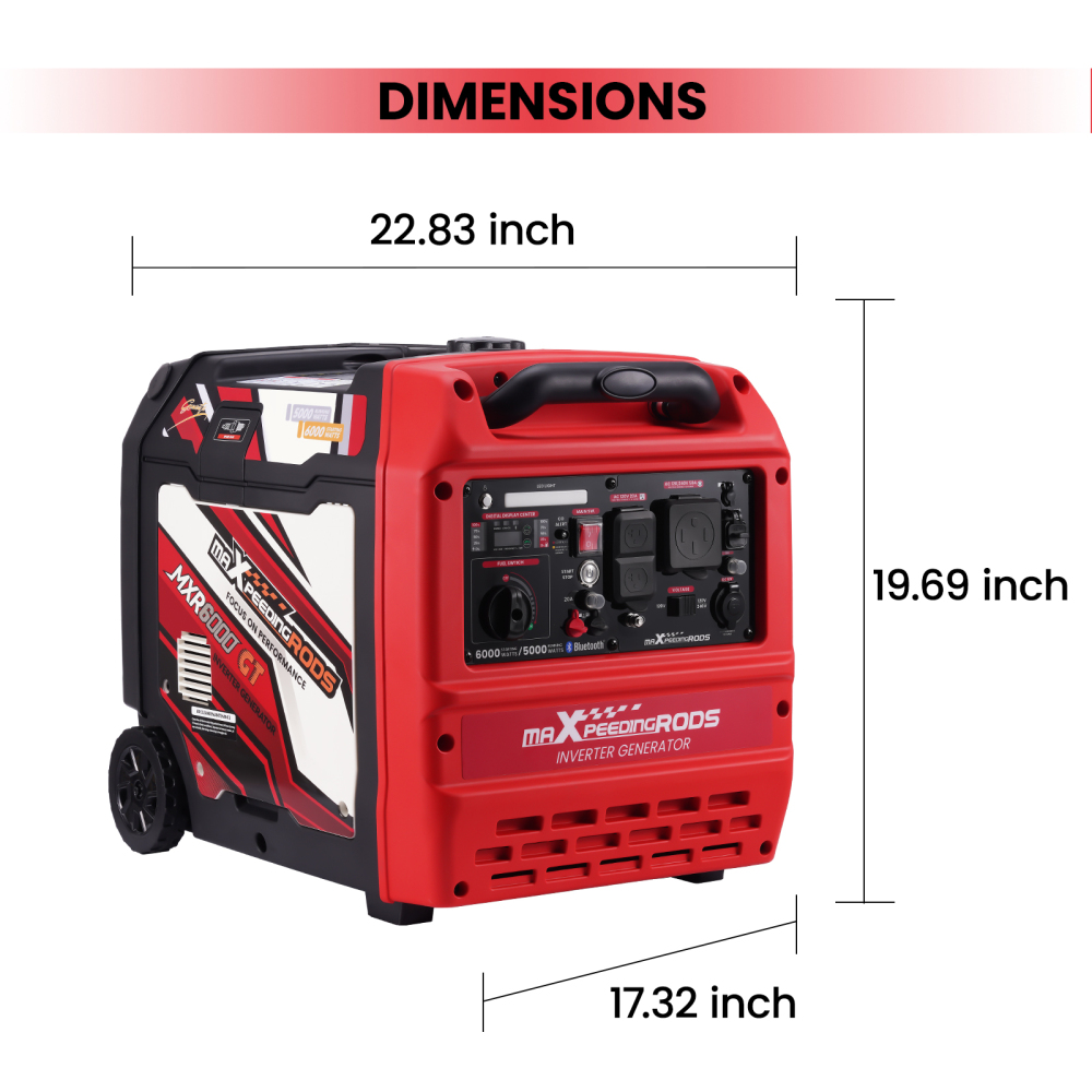 maXpeedingrods 6000 Watt Inverter Generator Portable, Bluetooth® App Remote Data Monitor, RV Ready, Gas Powered Generator with CO Alarm for Outdoor Camping, Home Backup