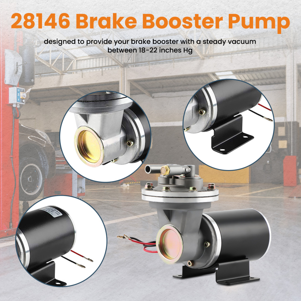 Electric Vacuum Pump Kit Mounting Hardware for Brake Booster 12 Volt 18 to 22