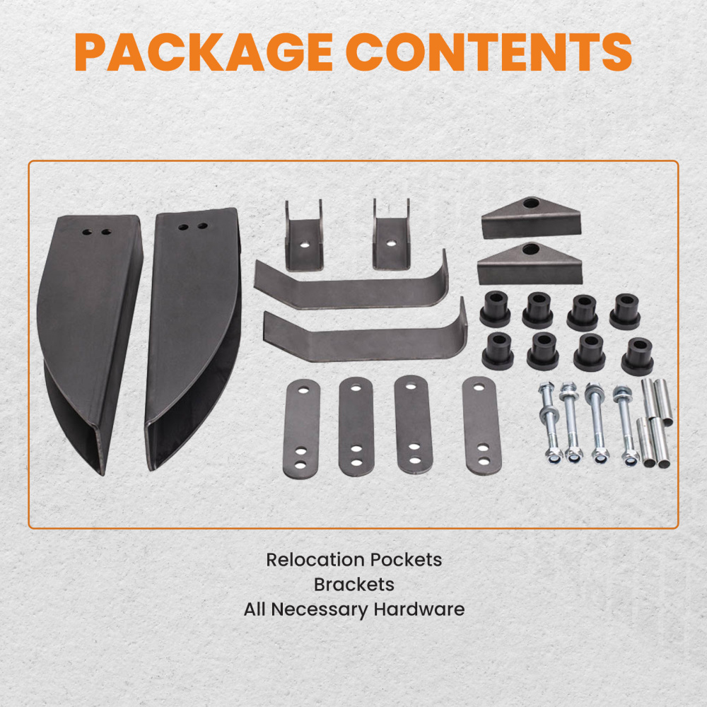 Rear Leaf Spring Relocation Pocket Set Compatible For Chevy Belair 150 210 1955 1956 1957