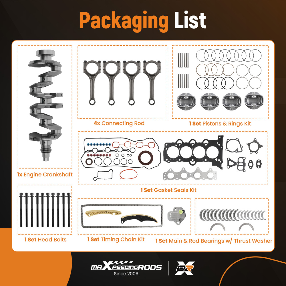 Engine Rebuild Kit - Crankshaft Con Rods Gasket Kit compatible for HYUNDAI KIA 1.6L