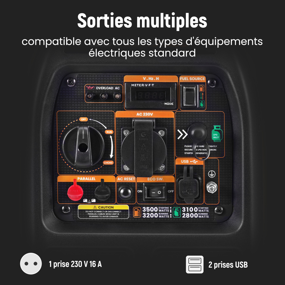 3500W Générateur Inverter LPG/Essence de puissance portable for Camping car