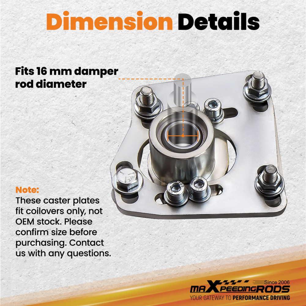 Camber Top Mount For 1994 1995-2004 compatible for Ford Mustang V6 compatible for V8 4-Bolt Coilover Top Hats