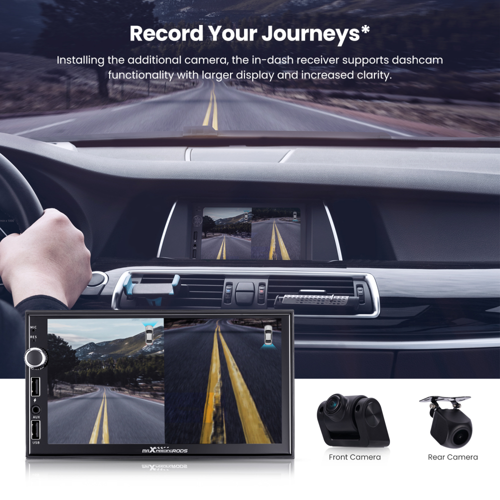 Android 12.0 Double 2 Din Car Stereo GPS CD DVD Player 7 Camera Front and Rear