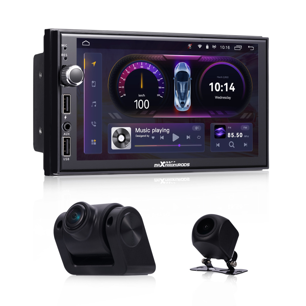Android 12.0 Double 2 Din Car Stereo GPS CD DVD Player 7 Camera Front and Rear