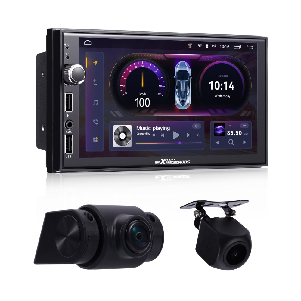 Android 12.0 Double 2 Din Car Stereo GPS CD DVD Player 7 Camera Front and Rear
