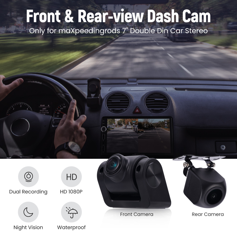 Android 12.0 Double 2 Din Car Stereo GPS CD DVD Player 7 Camera Front and Rear