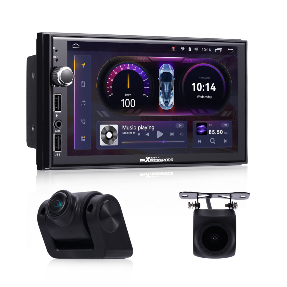 Android 12.0 Double 2 Din Car Stereo GPS CD DVD Player 7 Camera Front and Rear
