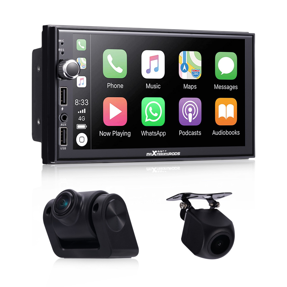 Android 12.0 Double 2 Din Car Stereo GPS CD DVD Player 7 Camera Front and Rear