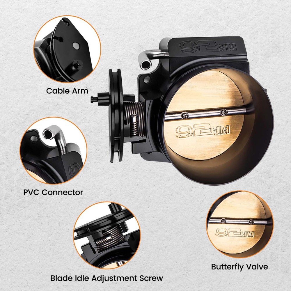 92mm Throttle Body kit compatible for 3 LS1 LS2 LS3 LS6 LS7 LSX 4 bolts intake manifol