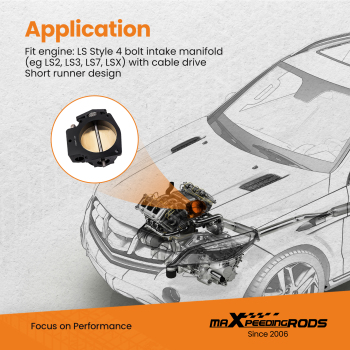 92mm Throttle Body kit compatible for 3 LS1 LS2 LS3 LS6 LS7 LSX 4 bolts intake manifol