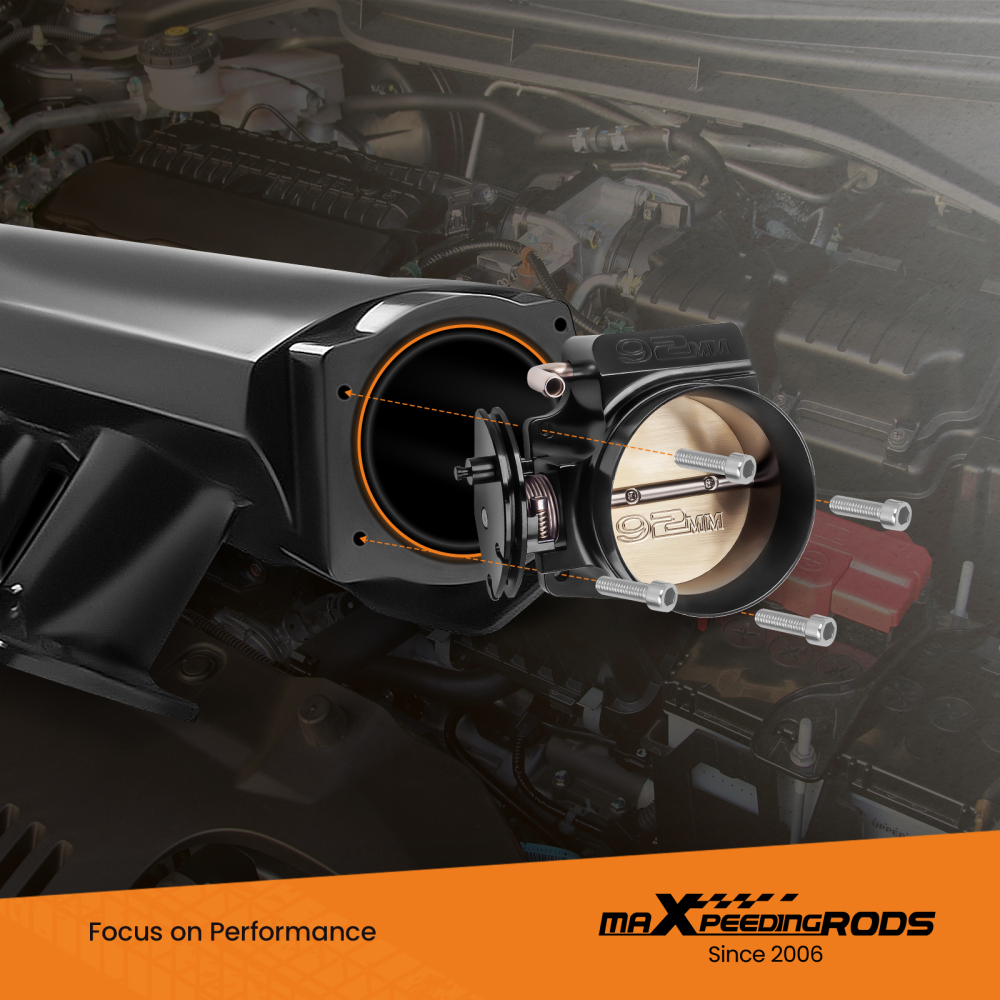 92mm Throttle Body kit compatible for 3 LS1 LS2 LS3 LS6 LS7 LSX 4 bolts intake manifol