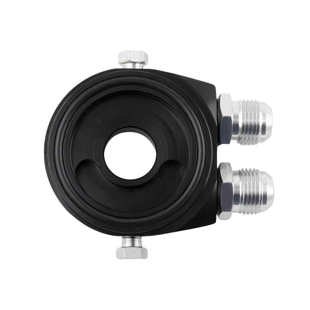10 Row AN10 Engine Oil Cooler + 3/4-16 and M20 Filter Relocation Adapter Kit Black
