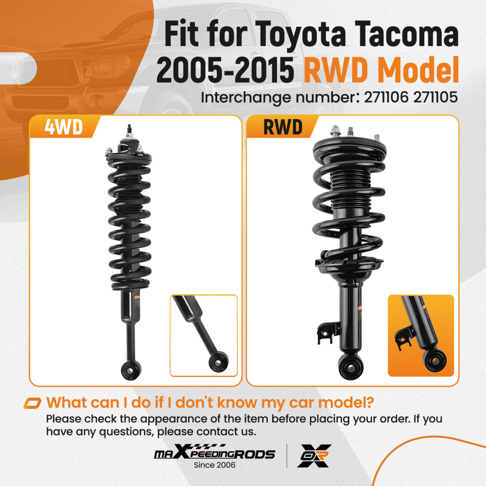 Front Suspension Shock Absorbers compatible for Toyota Tacoma 2005-2015 2.7 Liter L4 RWD