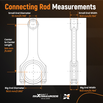 Connecting Rods compatible for VW Golf MK4 Passat compatible for Audi TT144mm 1.8T 19mm Pin ARP2000