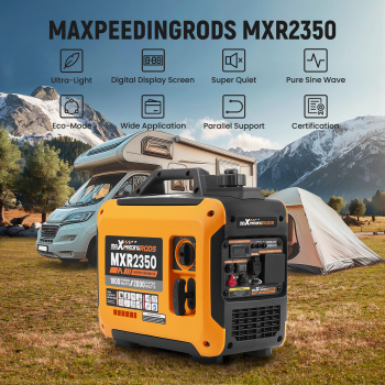 maXpeedingrods 2000W Portable Inverter Generator Petrol Silent, Digital Display, Compact and Lightweight for Camping Electric, RV Travel, Home