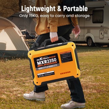 maXpeedingrods 2000W Portable Inverter Generator Petrol Silent, Digital Display, Compact and Lightweight for Camping Electric, RV Travel, Home