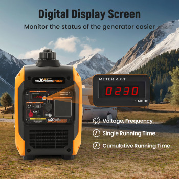 maXpeedingrods 2000W Portable Inverter Generator Petrol Silent, Digital Display, Compact and Lightweight for Camping Electric, RV Travel, Home