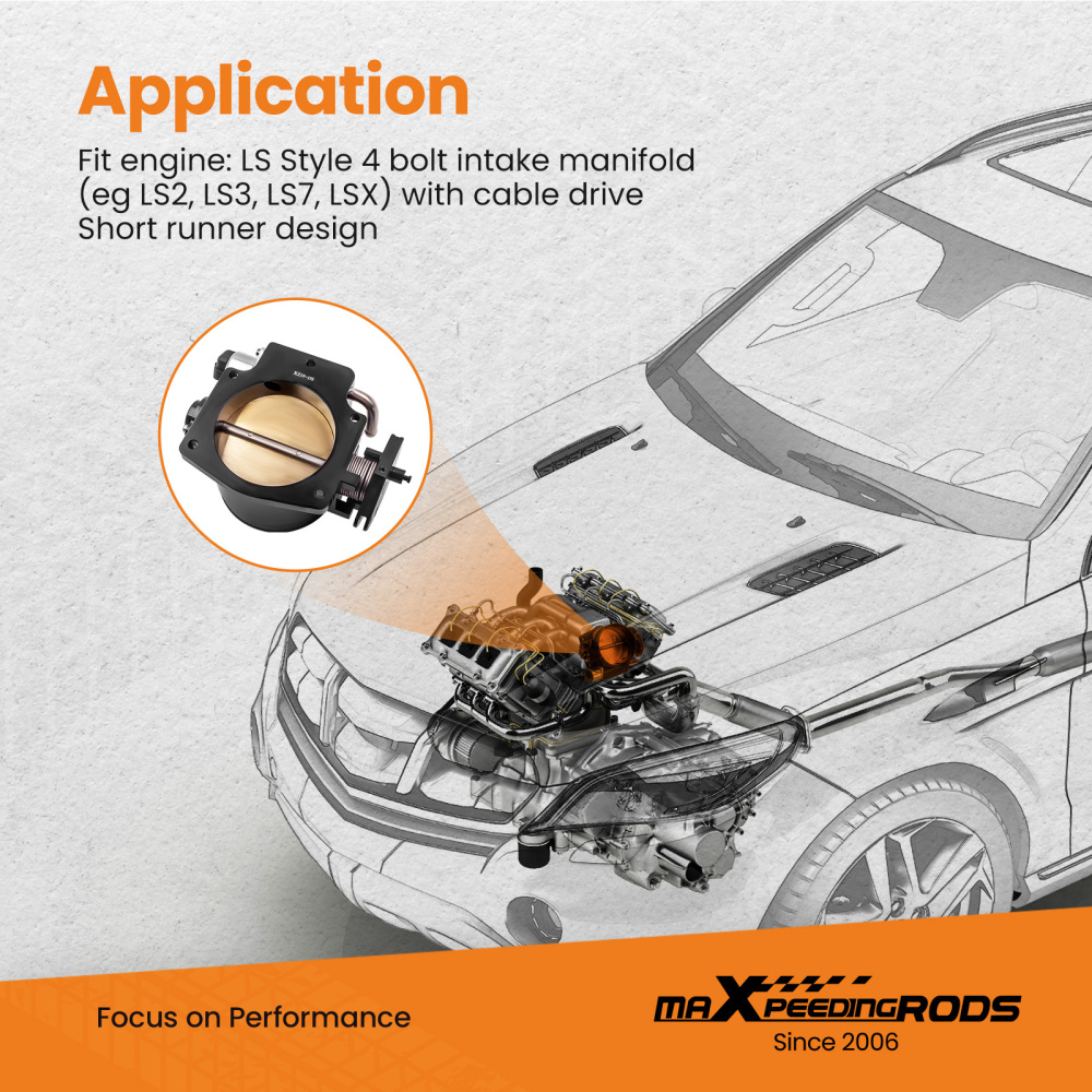 92mm Cable Throttle Body CNC Bolt Compatible For GMC Gen III LS LS1 LS2 LS3 LS6 LS7 LSXH