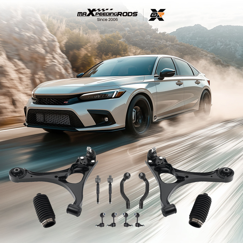 14 Pcs Front Lower Control Arm and Outer Tie Rod End compatible for Honda Civic 2006-2011 suspension arms