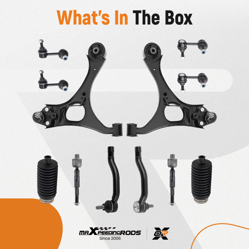 14 Pcs Front Lower Control Arm and Outer Tie Rod End compatible for Honda Civic 2006-2011 suspension arms