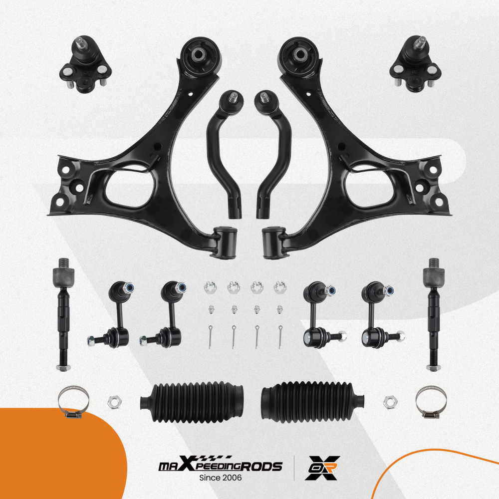 14 Pcs Front Lower Control Arm and Outer Tie Rod End compatible for Honda Civic 2006-2011 suspension arms
