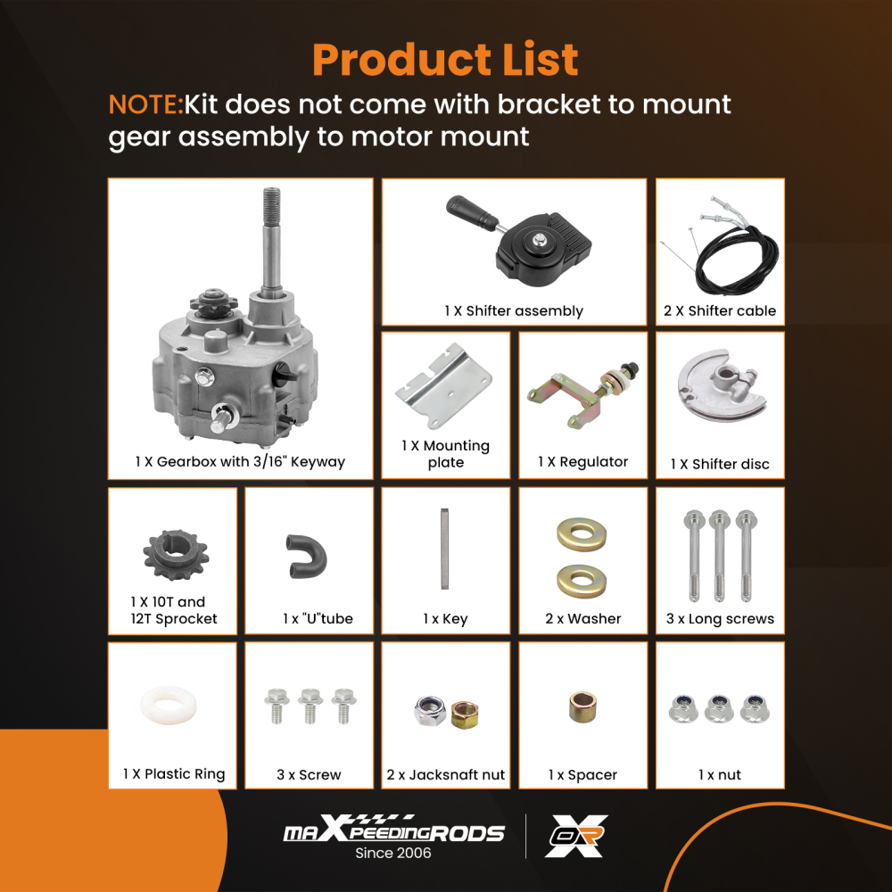 Go Kart Forward Reverse Gear box Set For 2HP-14HP Engine Transmission 5/8 inch