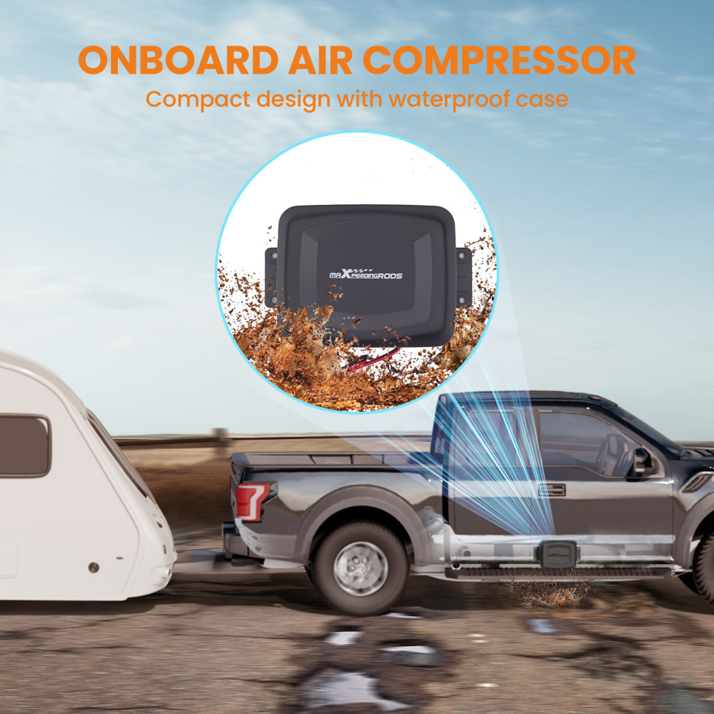 maXpeedingrods On Board Air Compressor System Universal Air Spring Compressor Kit with Gauge Air Line T Fittings for Trucks Vans