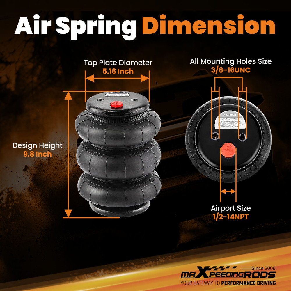 Pair of triple bellows 2600 LBS air bellows spring bellows air suspension for Light Duty