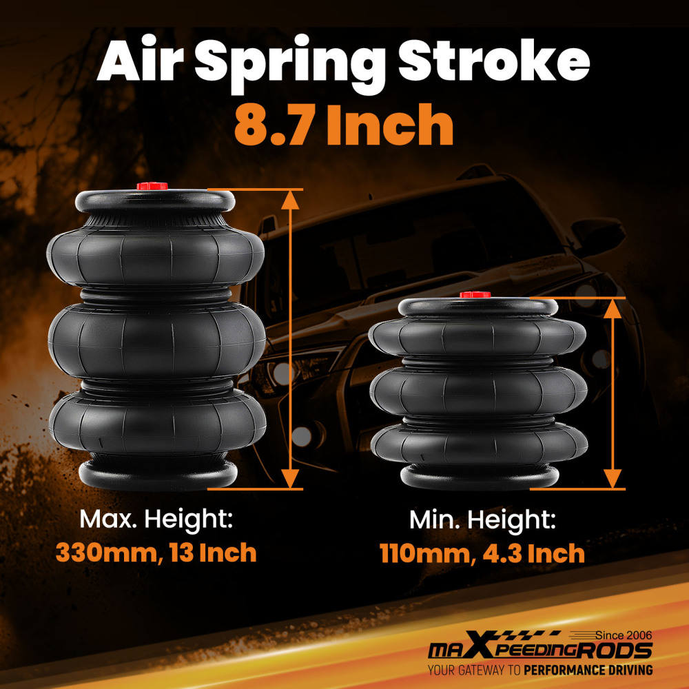 Pair of triple bellows 2600 LBS air bellows spring bellows air suspension for Light Duty