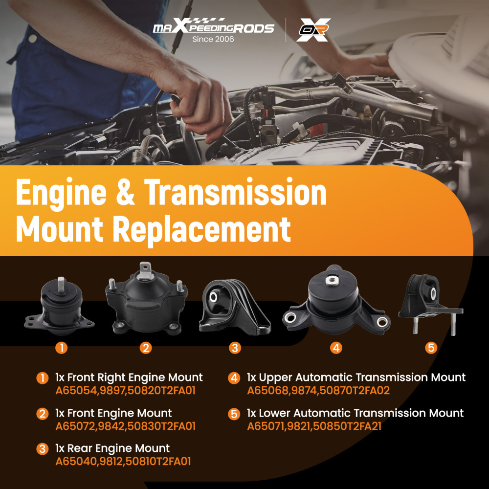 5PCS Engine Motor and Trans Mount compatible for Honda Accord 2.4L 2013-2017 for Auto Trans