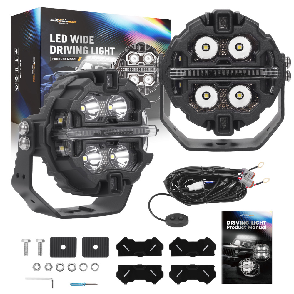 3.5 Inch LED Driving Lamp Offroad Light Side Shooter Amber DRLRGB Spotlight