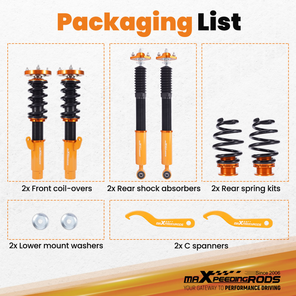 Height Adjustable Coilover Suspension Kit compatible for BMW E46 3 Series 1998 - 2006 325i 323i 328i 320i Lowering Kit