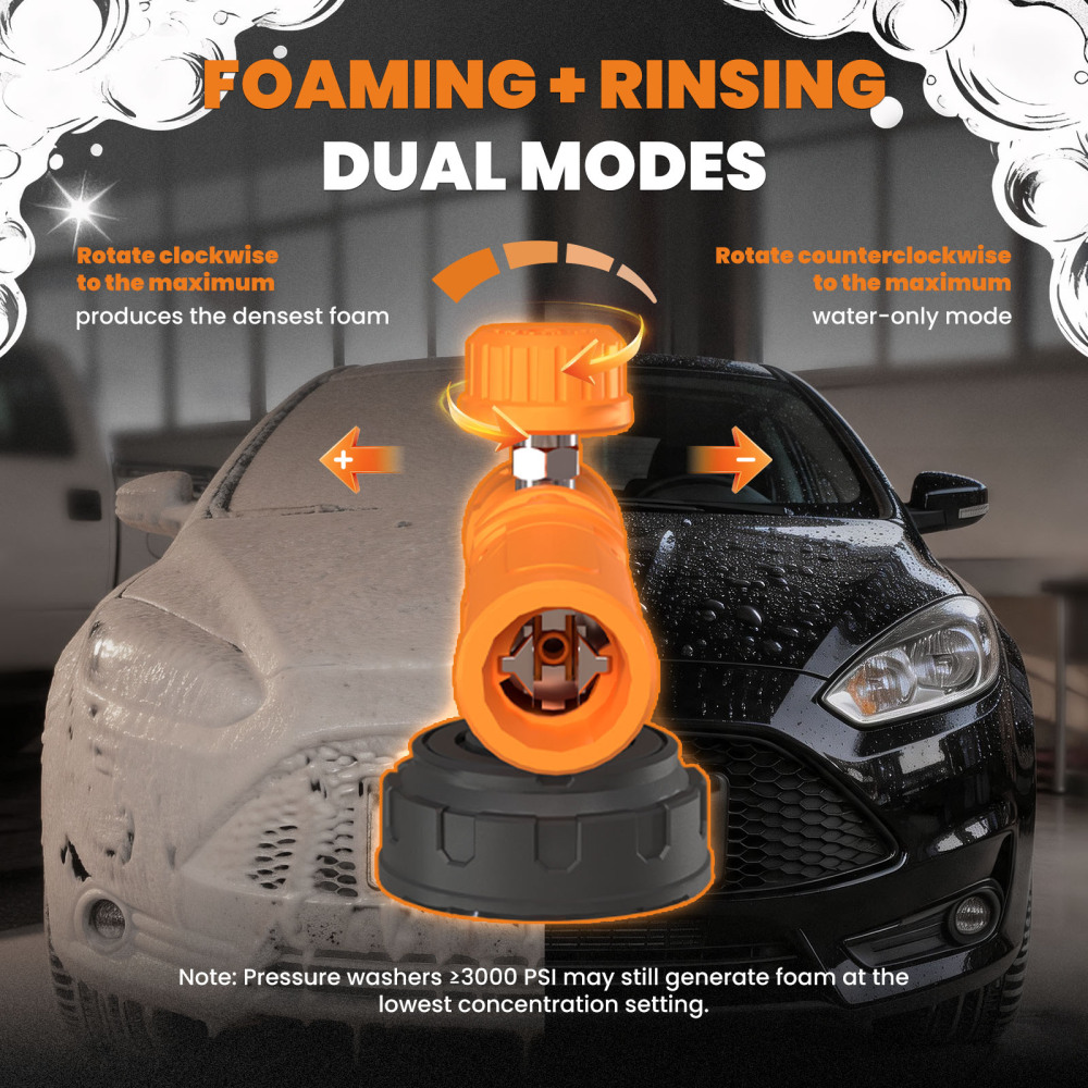 1L Snow Foam Cannon for Pressure Washer 1450-2175PSI 1/4quot; Quick Connect Plug