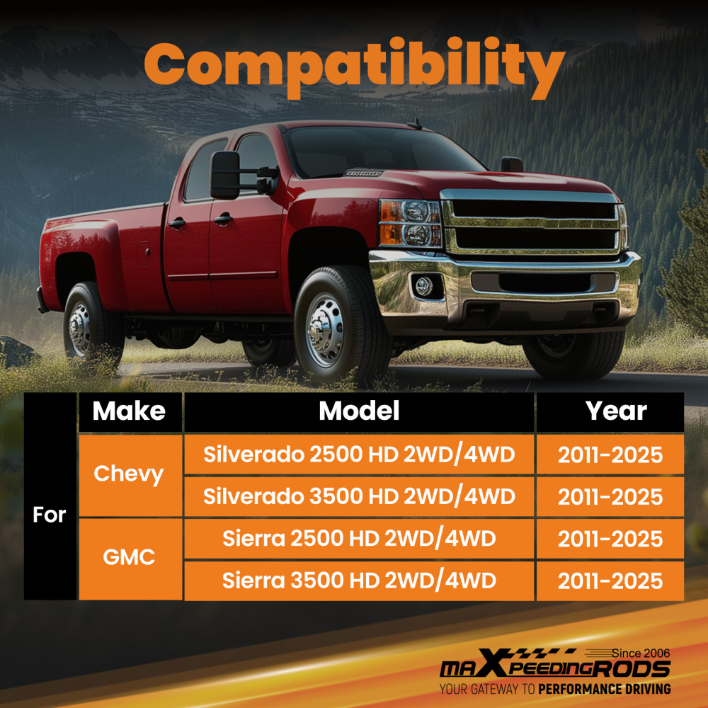 Front Lifted Shocks 0-3 compatible for Chevy Silverado GMC Sierra 2500 3500 HD 2011-2025