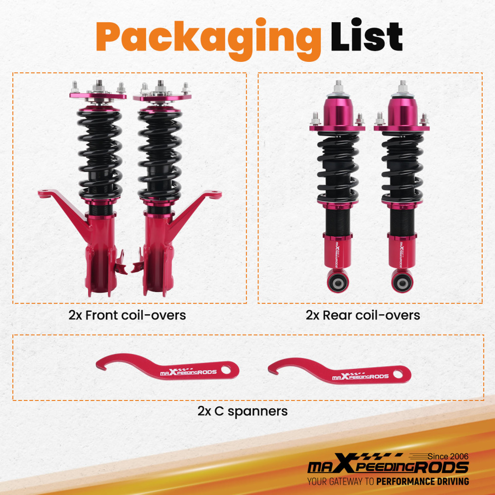 2001 - 2006 compatible for Honda Civic EM2 2001 2002 2003 2004 2005 Adjustable Height Complete Set Coilovers Lowering Kit