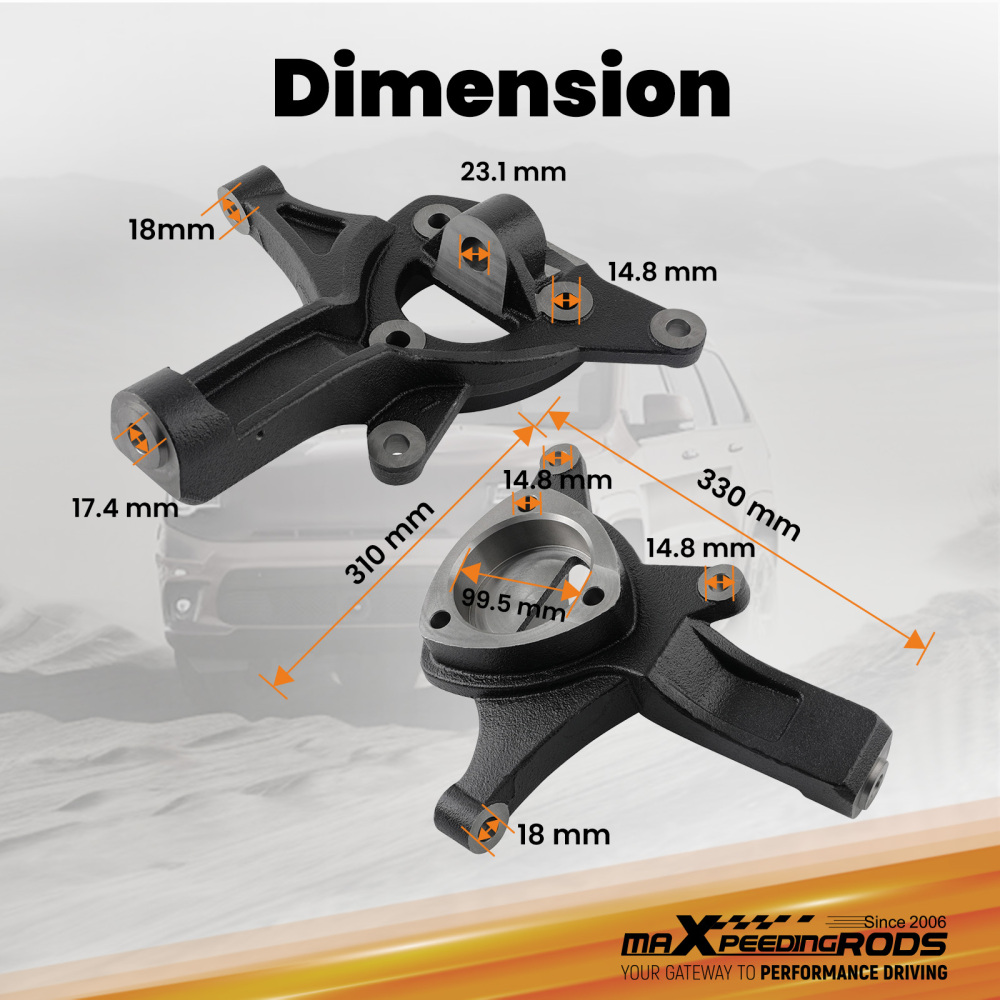 4.5 Front Lift Spindles compatible for Chevrolet Silverado GMC Sierra 1500 2WD 2007-2017