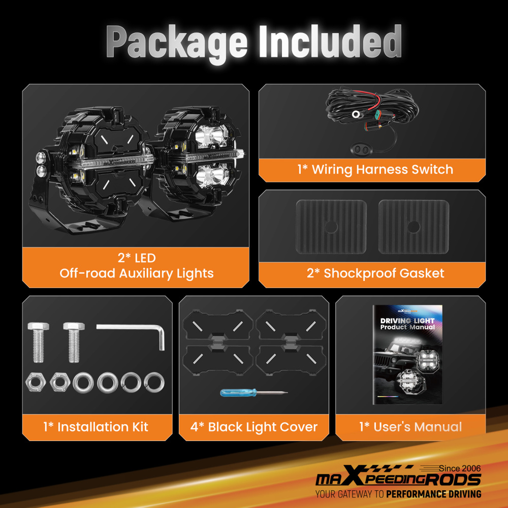 Maxpeedingrods Universal 3.5 inch 160W LED Light Pods for Offroad Driving