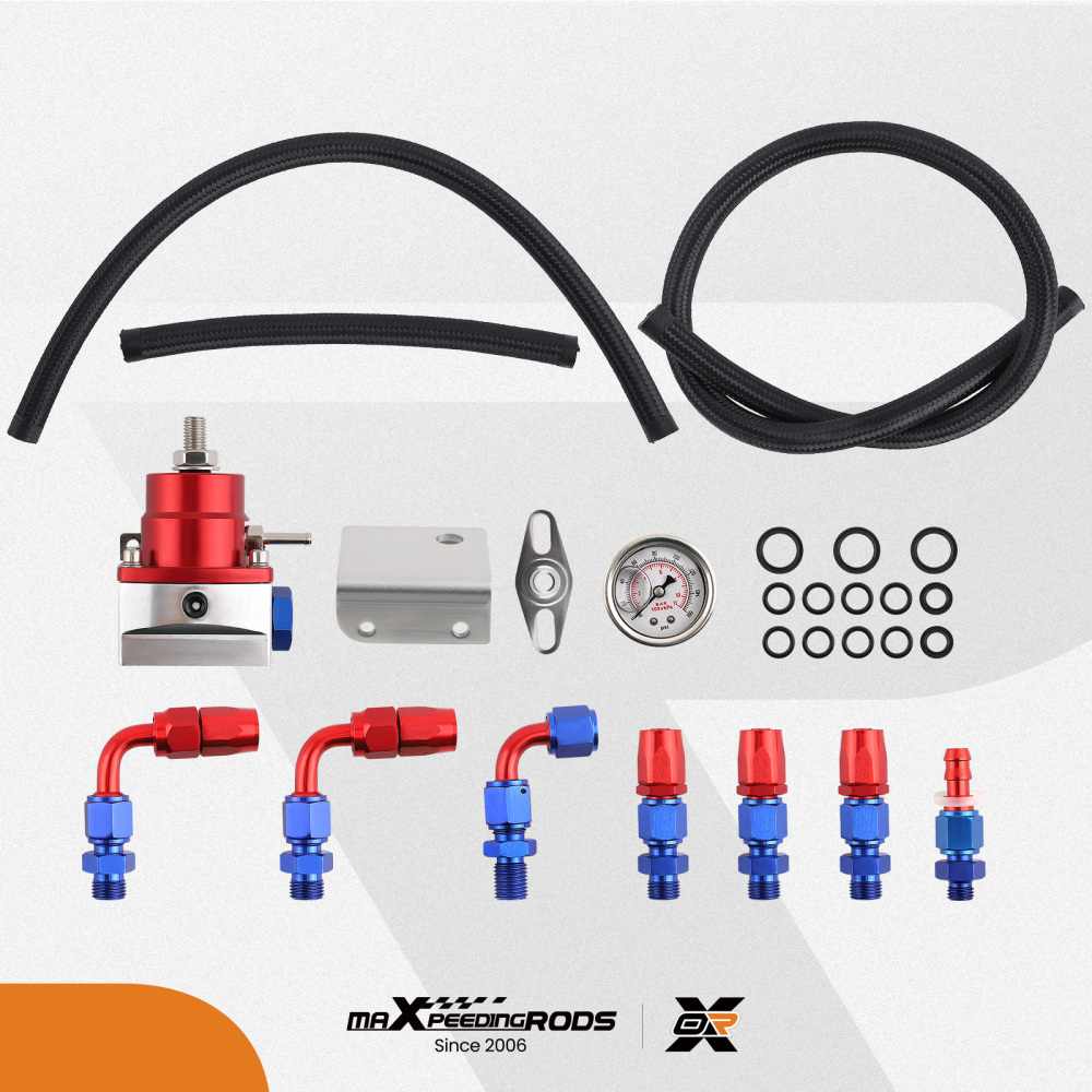 Adjustable Fuel Pressure Regulator Kit + 100psi Gauge AN-6 Fitting End New