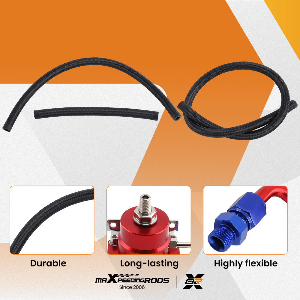 Adjustable Fuel Pressure Regulator Kit + 100psi Gauge AN-6 Fitting End New