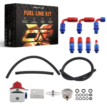 Adjustable Fuel Pressure Regulator Kit + 100psi Gauge AN-6 Fitting End New