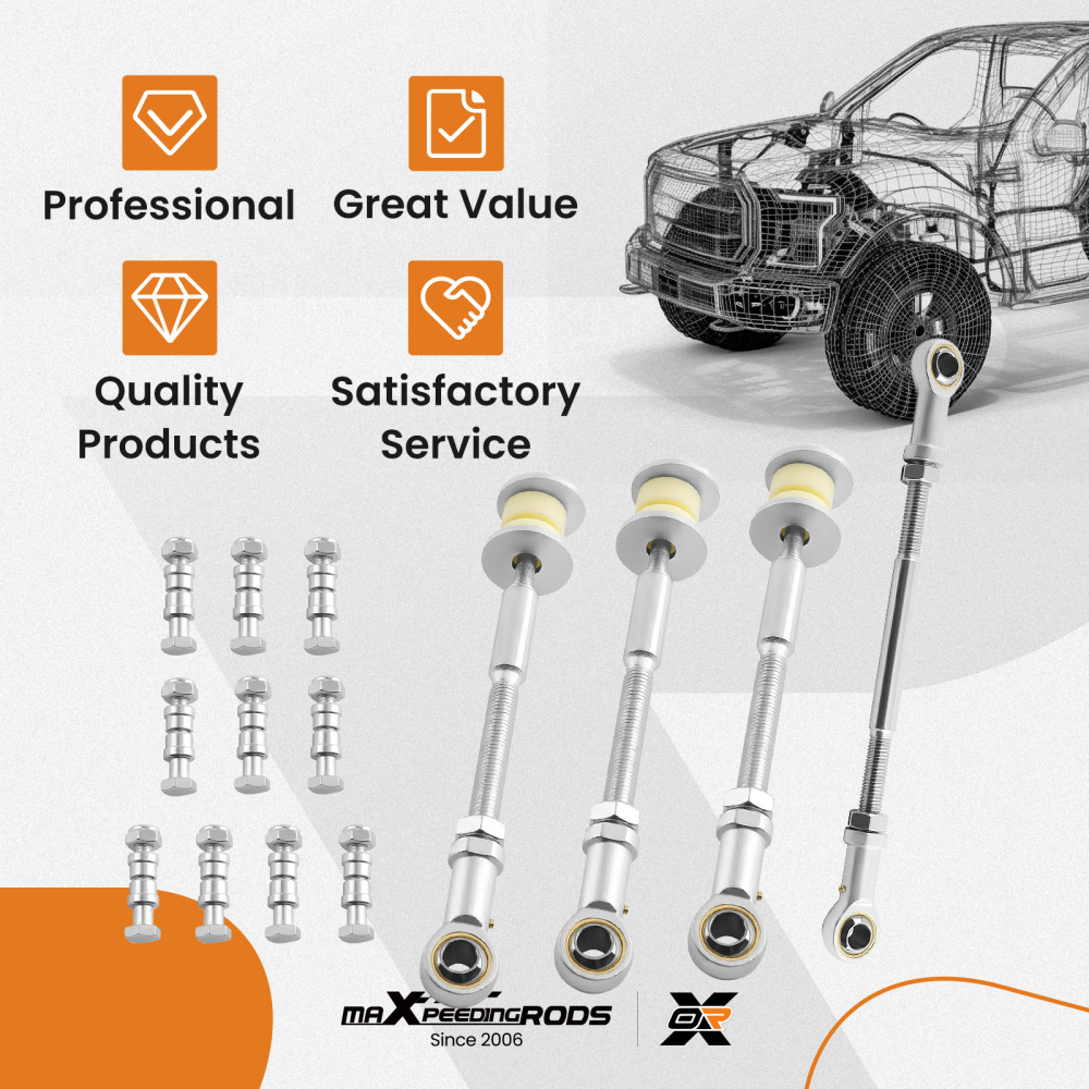 4 FrontRear Adjustable Sway Bar Link Kit compatible for Nissan Patrol GU Y61 2-8 Lift