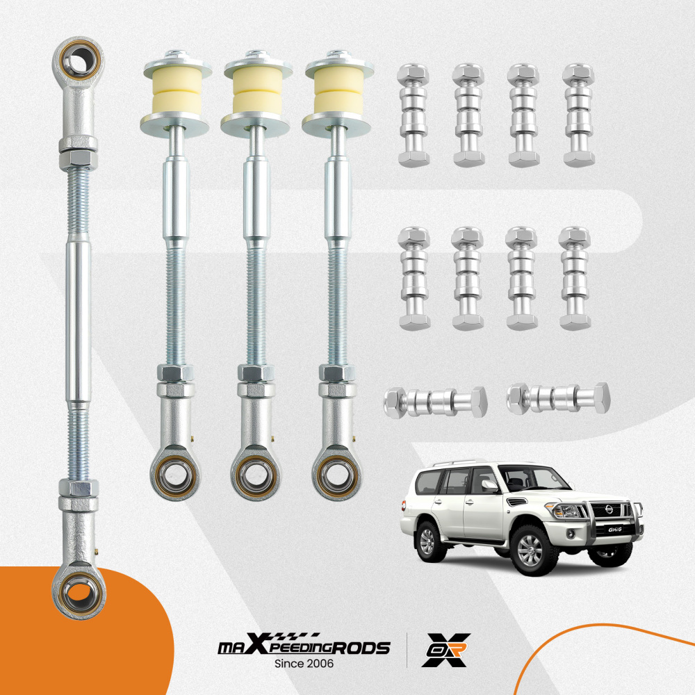 4 FrontRear Adjustable Sway Bar Link Kit compatible for Nissan Patrol GU Y61 2-8 Lift