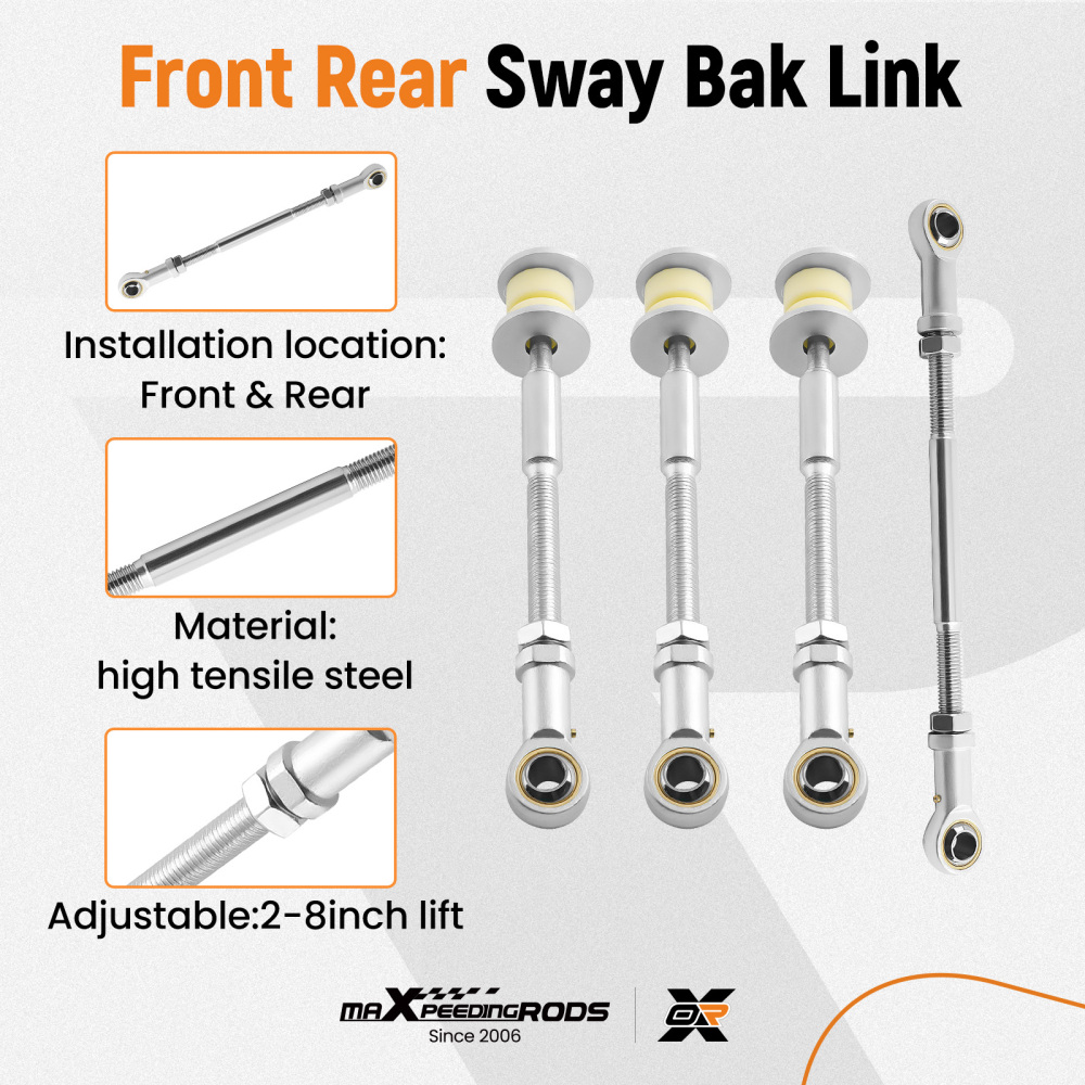 4 FrontRear Adjustable Sway Bar Link Kit compatible for Nissan Patrol GU Y61 2-8 Lift