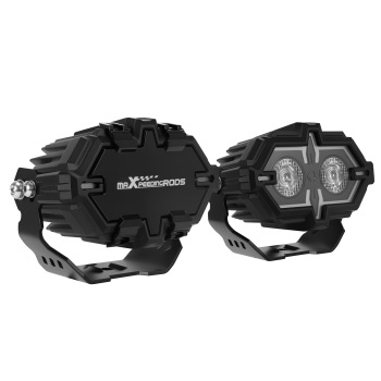 2 PCS 4.5x2.5 Inch LED Off-Road Lights 80W Spot Flood Combo Beam with Amber/White DRL for Trucks SUV Pickup ATV Motorcycles,with Black/Yellow Light Covers