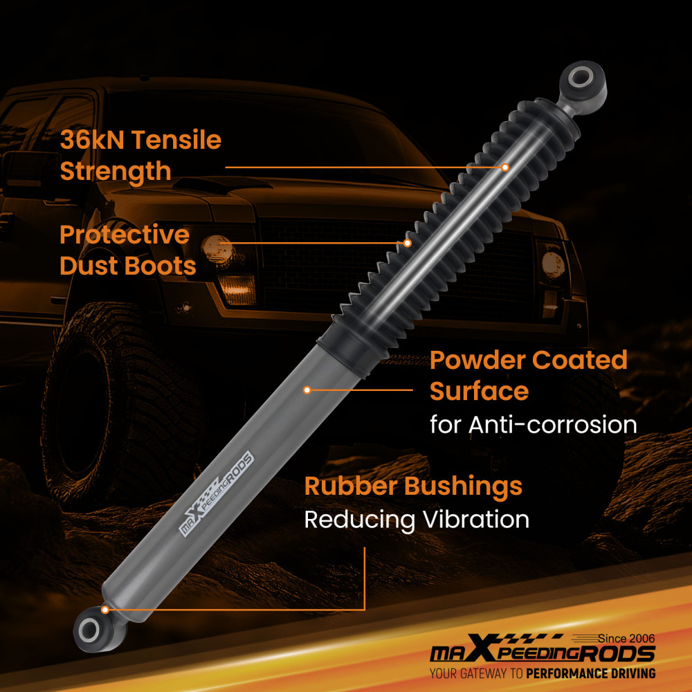 18mm Rod Rear Shock Set compatible for Ram 1500 4WD 2011-2018 Lifted 0-3 with Dust Cover