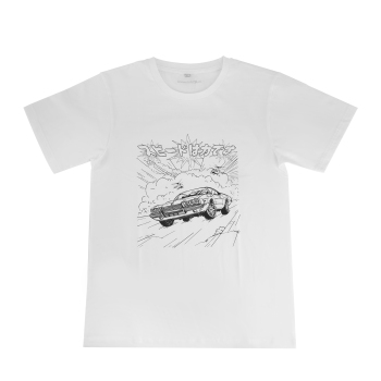 Vintage Cars Palm Trees Graphic T-Shirt for Car Culture Enthusiasts Breathable, Size L