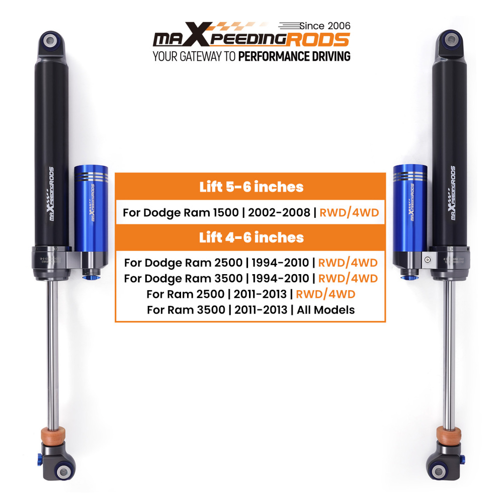 Rear Shocks w/ Reservoir 10 Way Damper compatible for Dodge Ram 2500 1994-10 4WD 5-6 Lift